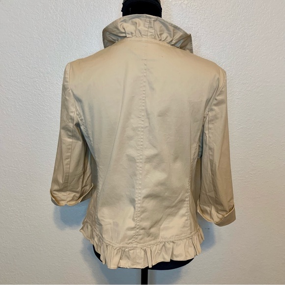 Talbots Ruffle Trim Blazer Short Waisted Tan Size 10 Petite - Picture 8 of 11
